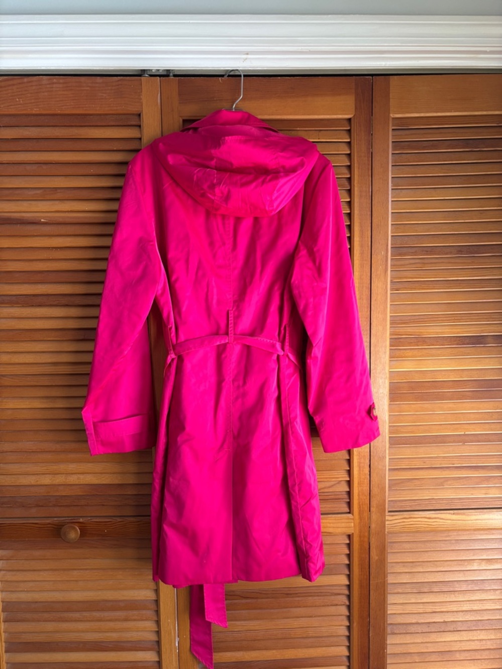 Chico's Hot Pink Belted Trench Coat Size 12/14 NWOT - Picture 4 of 13